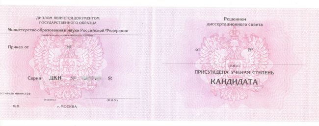 Диплом кандидата наук 2013-2024