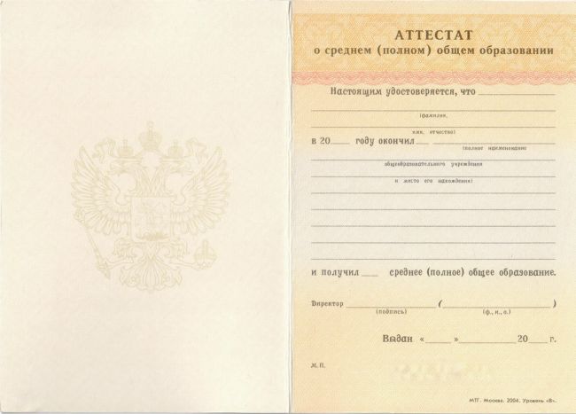 Аттестат 11 классов 1997-2006